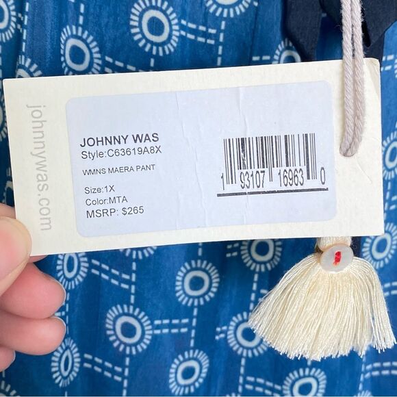 Johnny Was Maera Printed Drawstring Pull-On Pants Straight Leg Size 1X NWT - Picture 10 of 14